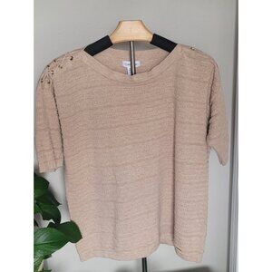 Calvin Klein Knit Top w/ Lace-Up Shoulder